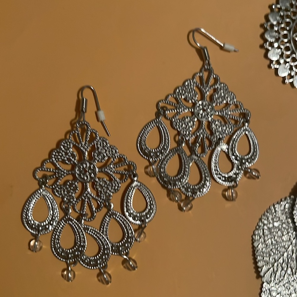 Silver Tone Fish Hook Earring Bundle - image 2